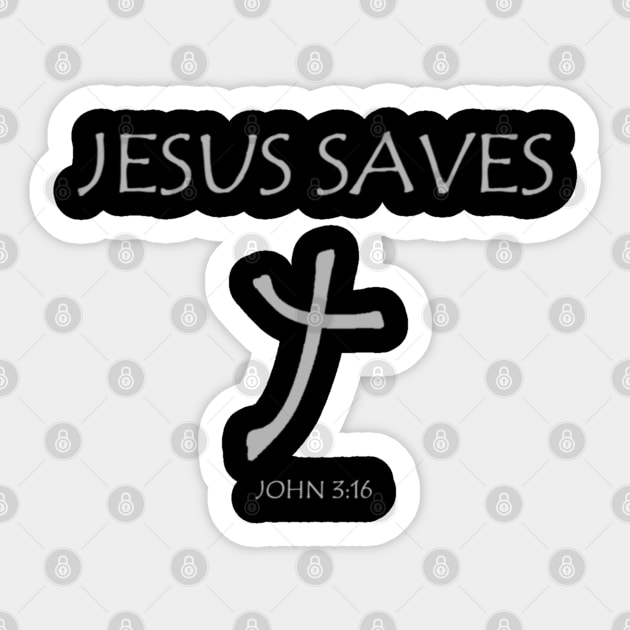 Jesus Saves Cross Sticker by Moses77